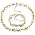 Peridot Cultured FW Pearl Necklace & Bracelet Set