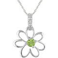 10k Peridot Diamond August Birth Stone Necklace