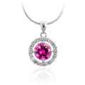 Kate Bisset Silvertone Pink CZ Drop Pendant Necklace