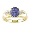 18k Yellow Gold 1/10ct TDW Diamond Sapphire Ring