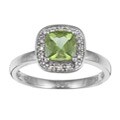 10k White Gold Square Peridot Ring