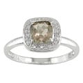10k White Gold Smokey Quartz/ Diamond Accent Ring