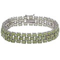Glitzy Rocks Sterling Silver 25 5/8 CTW Peridot Three-tier Bracelet