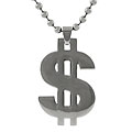 Stainless Steel Polished Dollar Sign Necklace