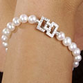 DaVonna 14k White Gold Cultured Freshwater Pearl Bracelet