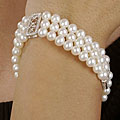 DaVonna 14k Gold Cultured Freshwater Pearl 3-row Bracelet