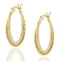 18k Gold Overlay Sterling Silver Hoop Earrings