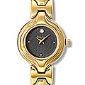 Bulova Women's Black Dial Goldtone Steel Watch