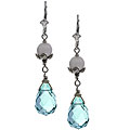 Charming Life Pearl and Aqua Quartz Silver Teardrop Earrings