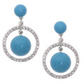 Icz Stonez Sterling Silver Synthetic Turquoise CZ Earrings