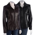 Jones New York Lamb Leather Stitch Detail Coat