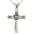 14k Gold and Silver Claddagh Cross Necklace