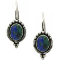Glitzy Rocks Sterling Silver Azurite Leverback Earrings