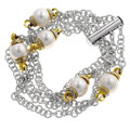 Two-tone Pearl Bead Fancy Links Bracelet