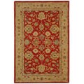 Handmade Traditional Mahal Ancestry Red/ Ivory Wool Rug (4' x 6')