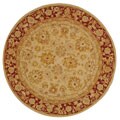 Handmade Ancestry Ivory/ Red Wool Rug (6' Round)