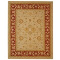 Handmade Ancestry Ivory/ Red Wool Rug (6' x 9')