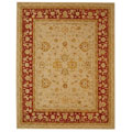 Handmade Ancestry Ivory/ Red Wool Rug (9' x 12')