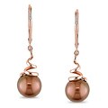 14k Pink Gold Brown Freshwater Pearl Earrings (8-8.5 mm)