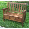 3-drawer Acacia Bench with Arms