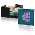 Glass Photo Coasters with Storage Rack