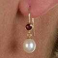 DaVonna 14k Gold Freshwater Pearl Garnet Earrings