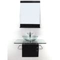 Wall-mount Glass Sink Vanity with Solid Wood Base