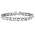 Sterling Silver Diamond Accent Leaf Bracelet
