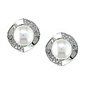 14k Gold 1/10ct TDW Diamond FW Pearl Earrings (Set of 3)
