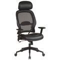 Office Star Professional Air Grid Top Grain Leather Chair