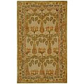 Handmade Ancestral Tree Ivory/ Green Wool Rug (3' x 5')