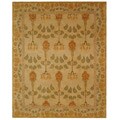 Handmade Ancestral Tree Ivory/ Green Wool Rug (9' x 12')