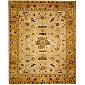 Handmade Tribal Ivory/ Gold Wool Rug (9' x 12')