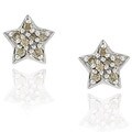 Sterling Silver 1/8ct TDW Champagne Diamond Star Earrings