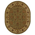 Handmade Heritage Kerman Green/ Gold Wool Rug (7'6 x 9'6 Oval)