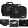Kroo Black/Grey 15-inch Man-made Leather Laptop Case
