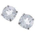 14k White Gold Round Aquamarine Earrings
