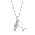 Icz Stonez Sterling Silver Novelty Fish Necklace
