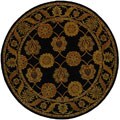 Handmade Heritage Mahal Black Wool Rug (8' Round)