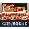 City Scene Retro Radar Camel Red Duvet Set