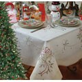 Seasonal Embroidered Off-white Holiday Tablecloth