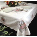 Pink Flower Embroided Tablecloth