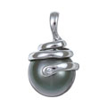 14k White Gold Black Tahitian Pearl Necklace (10-11 mm)