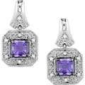 14k White Gold Amethyst and Diamond Earrings