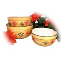 Sunflower Garden Hand-painted 3-piece Serving Bowl