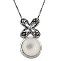 Silver Marcasite Mother of Pearl Necklace