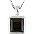 Silver Square Smokey Quartz Necklace