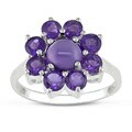 Silver White Moonstone Amethyst Ring
