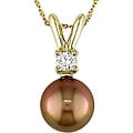 Cultured Tahitian Brown Pearl 1/5ct Diamond Pendant