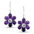 Sterling Silver and Amethyst Flower Earrings